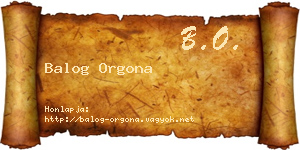 Balog Orgona névjegykártya
